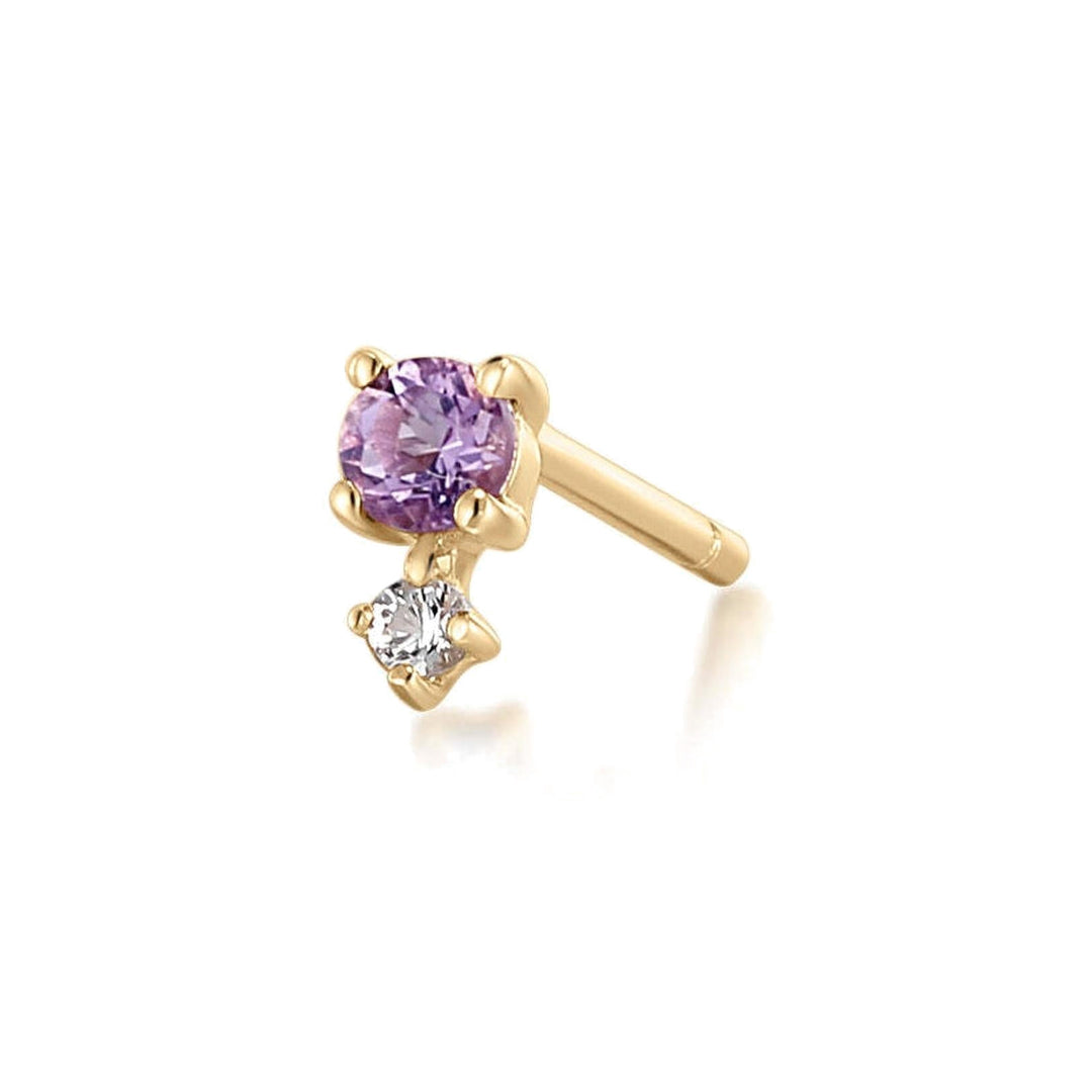 14K Birthstone &amp; White Sapphire Stud