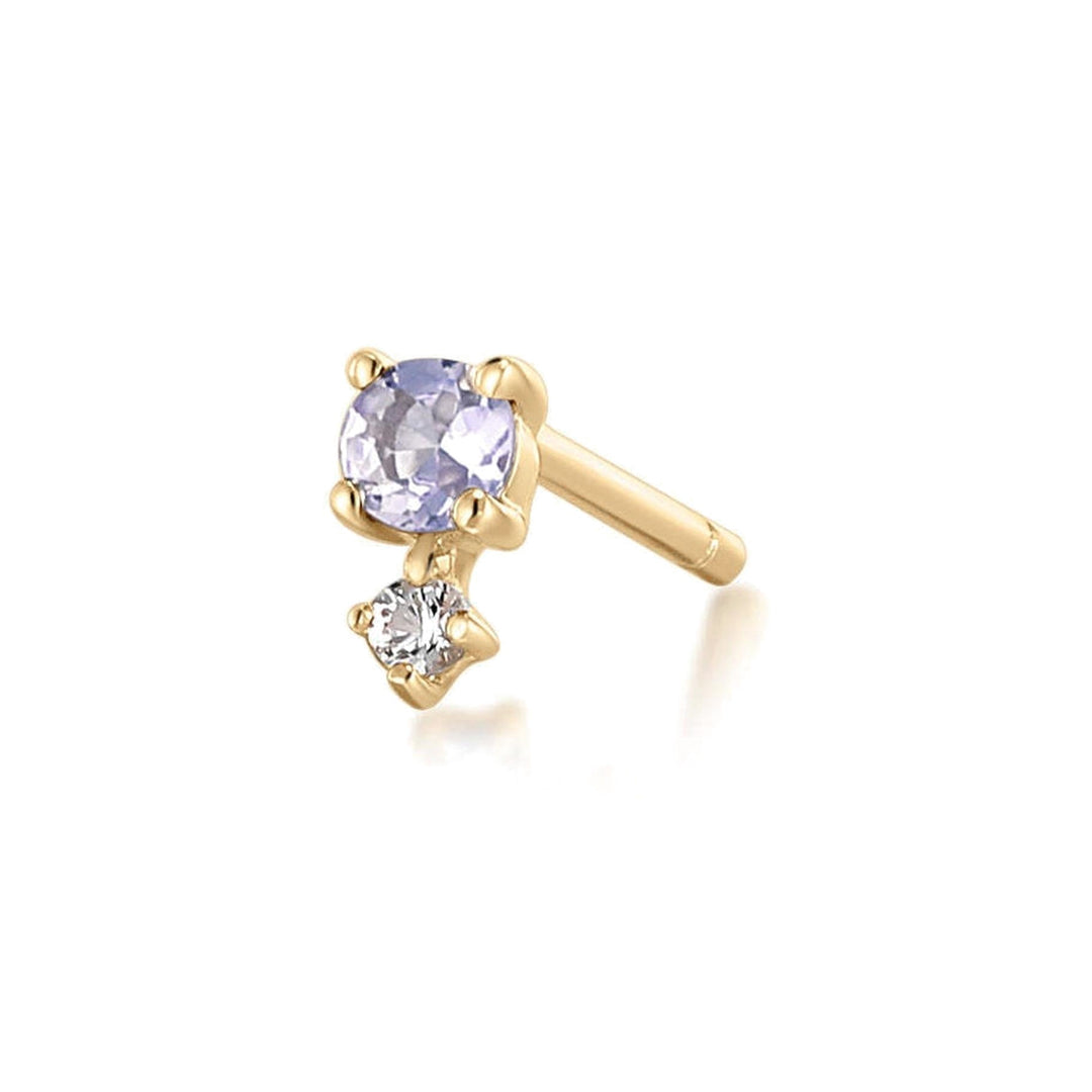 14K Birthstone &amp; White Sapphire Stud