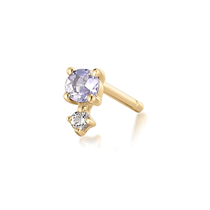 14K Birthstone &amp; White Sapphire Stud