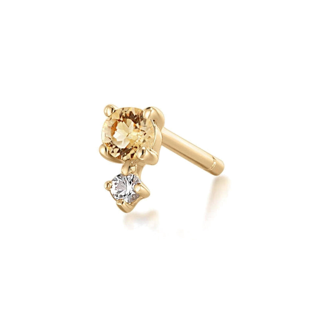 14K Birthstone &amp; White Sapphire Stud