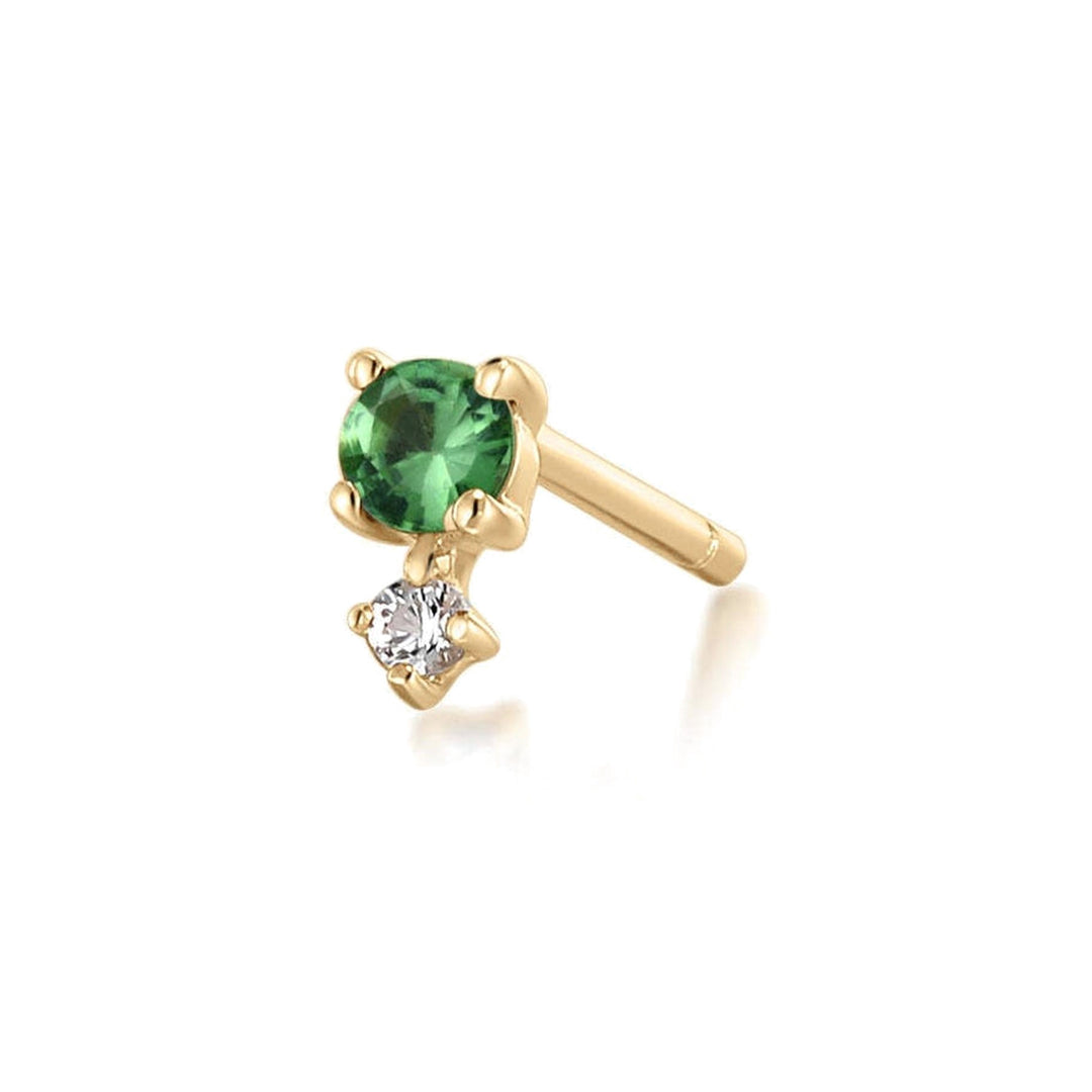 14K Birthstone &amp; White Sapphire Stud
