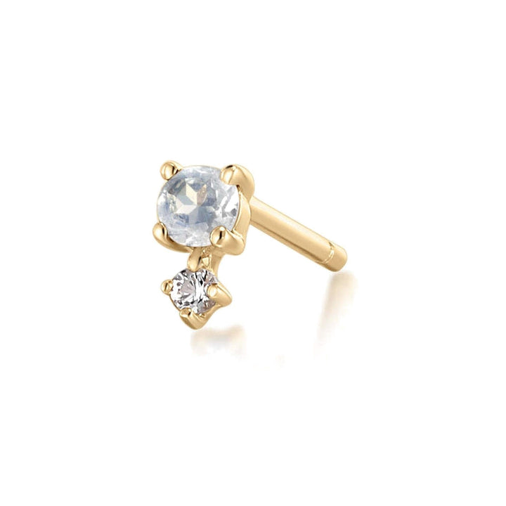 14K Birthstone &amp; White Sapphire Stud