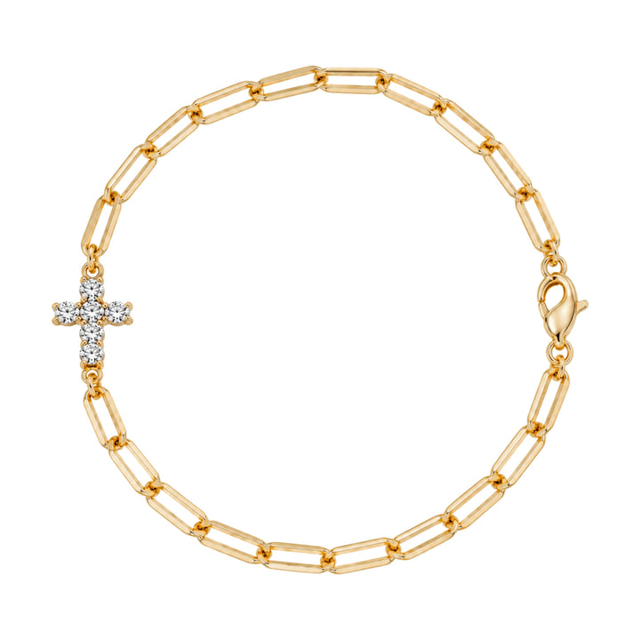 14K Chunky Diamond Cross Paperclip Bracelet-Embark Fine Jewelry
