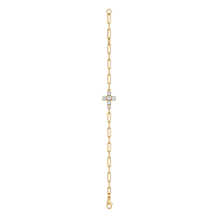 14K Chunky Diamond Cross Paperclip Bracelet-Embark Fine Jewelry