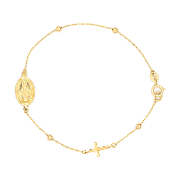 14K Miraculous Medal &amp; Cross Rosary Bracelet-Embark Fine Jewelry