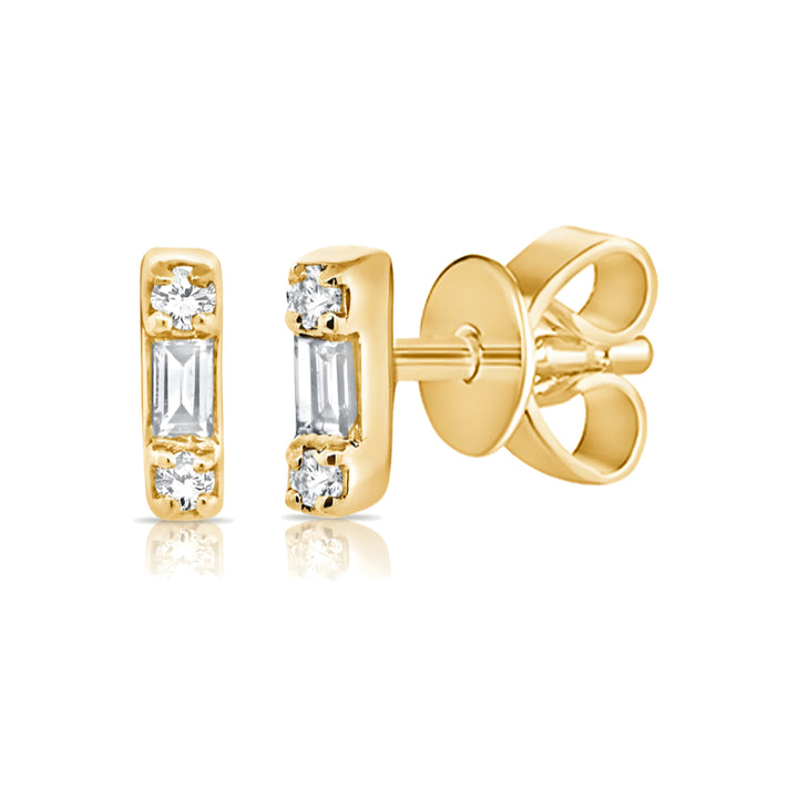 14K Diamond Bar Stud-Embark Fine Jewelry