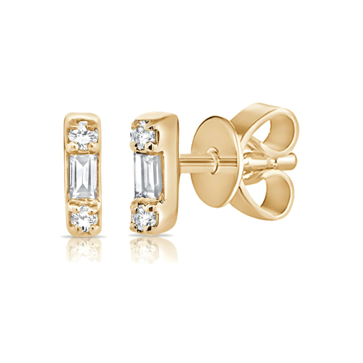 14K Diamond Bar Stud-Embark Fine Jewelry