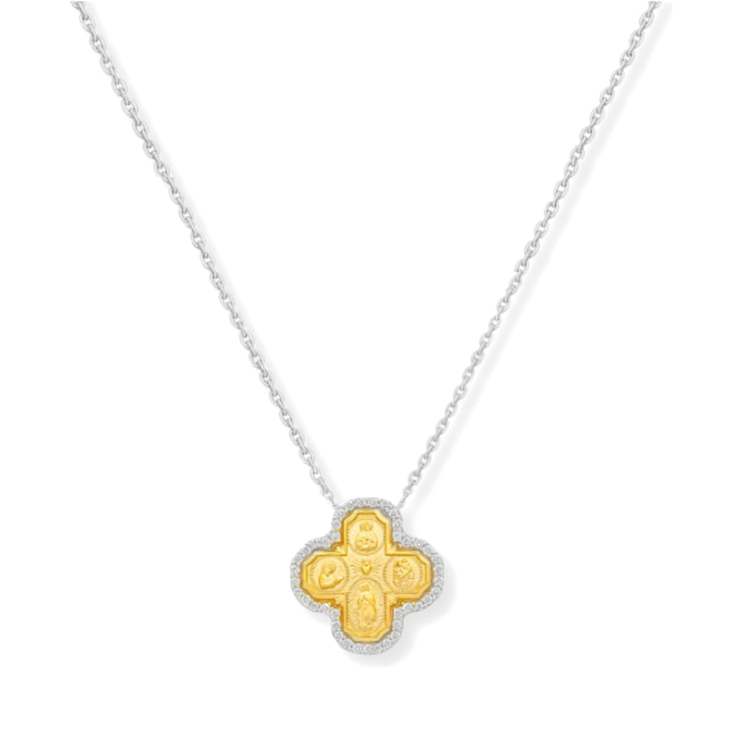 14K Diamond Halo Four-Way Cross Necklace-Embark Fine Jewelry