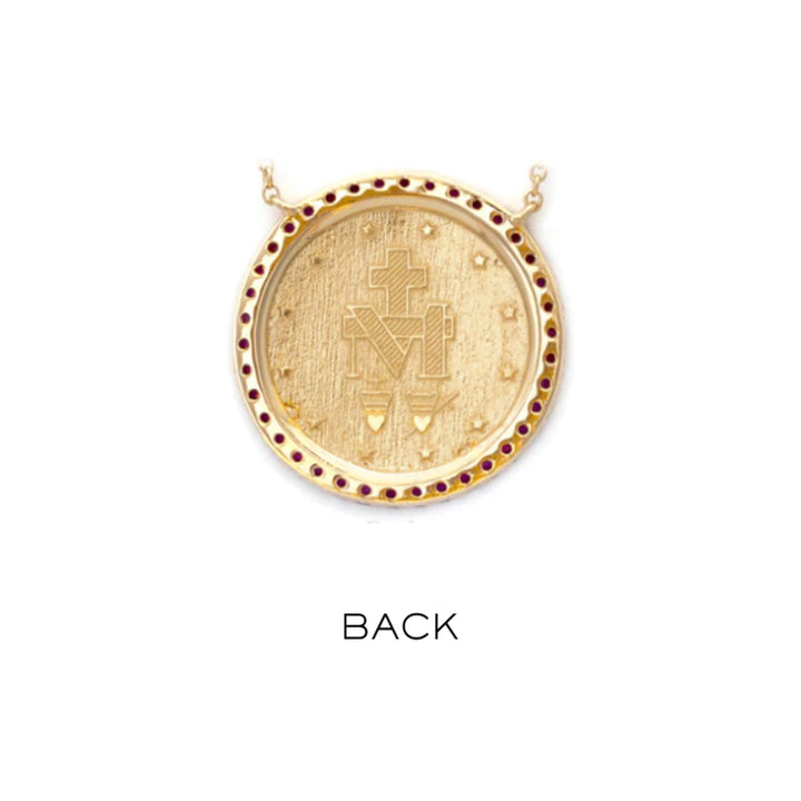 14K Diamond Halo Miraculous Medal Necklace-Embark Fine Jewelry