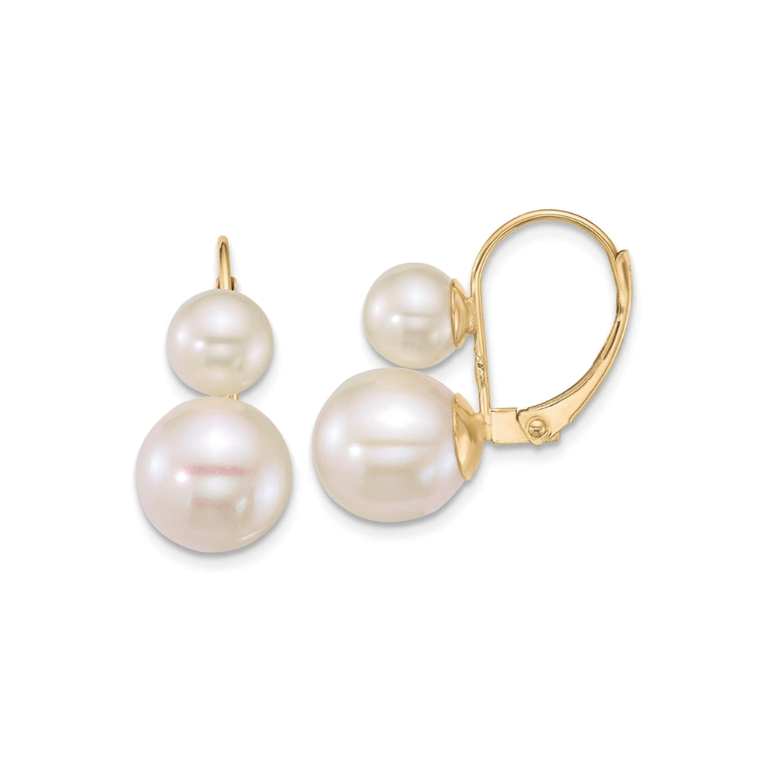 14K Double Freshwater Pearl Leverback Earrings-Embark Fine Jewelry
