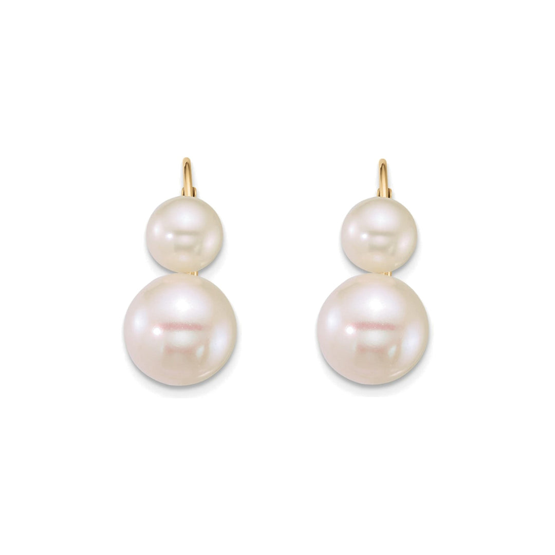 14K Double Freshwater Pearl Leverback Earrings-Embark Fine Jewelry
