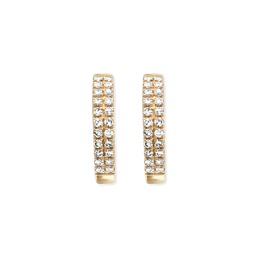 14K Double Row Diamond Huggies-Embark Fine Jewelry