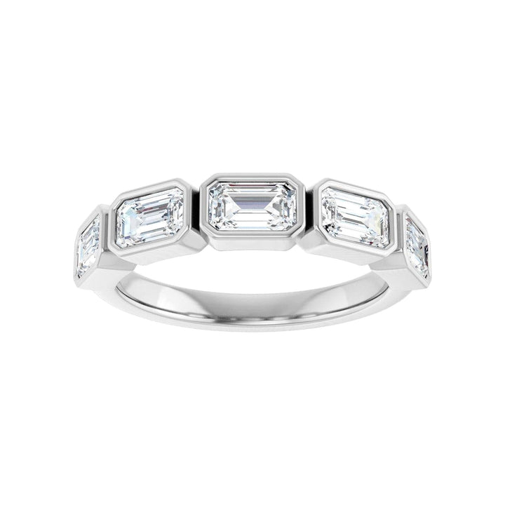 14K East West Emerald-Cut Bezel Diamond Anniversary Band-Embark Fine Jewelry
