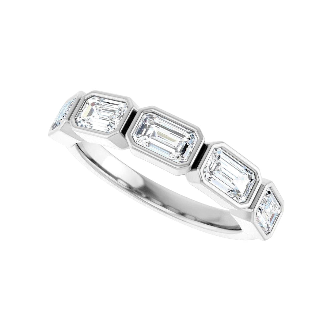 14K East West Emerald-Cut Bezel Diamond Anniversary Band-Embark Fine Jewelry