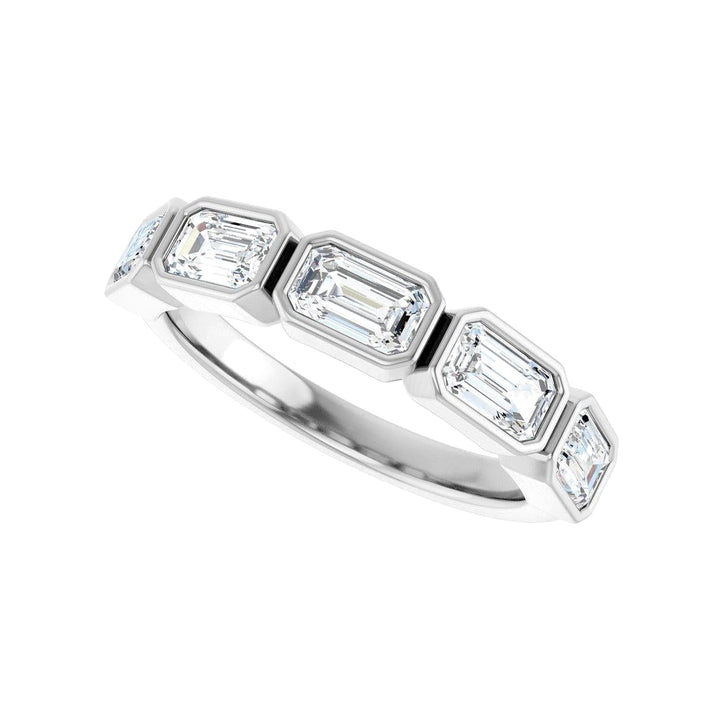 14K East West Emerald-Cut Bezel Diamond Anniversary Band-Embark Fine Jewelry