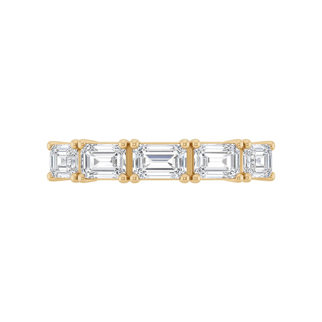 14K East West Emerald-Cut Diamond Anniversary Band – 14K Yellow Gold – Front View