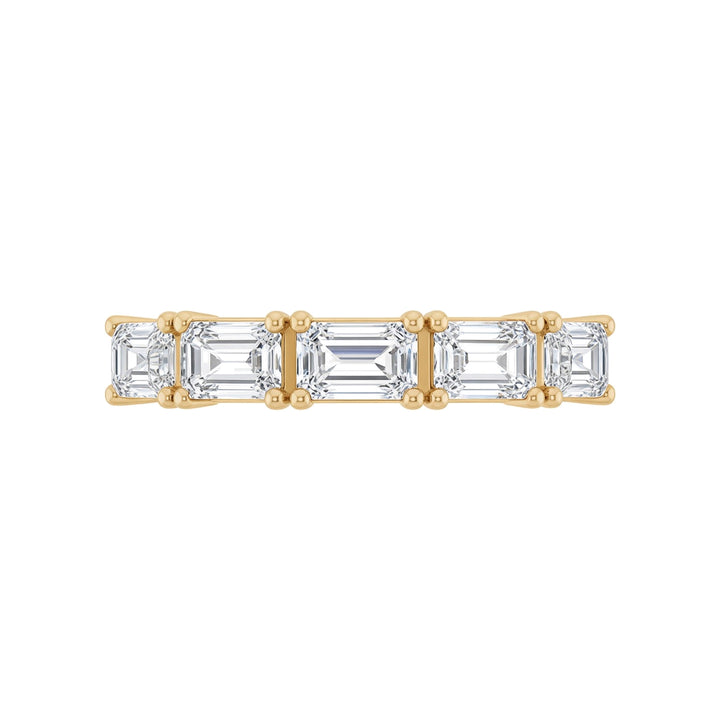 14K East West Emerald-Cut Diamond Anniversary Band – 14K Yellow Gold – Front View