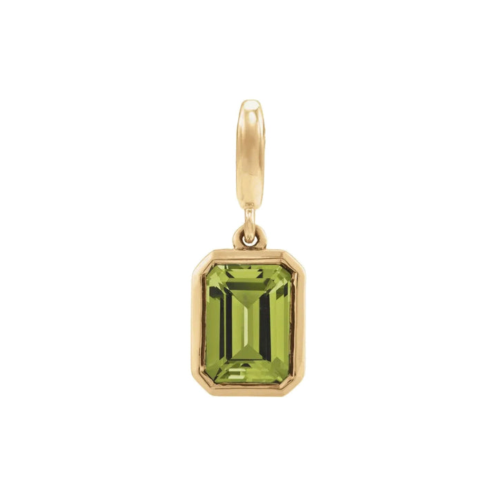 14K Emerald-Cut Gemstone Charm 14KY Natural Peridot Alternate View-Embark Fine Jewelry