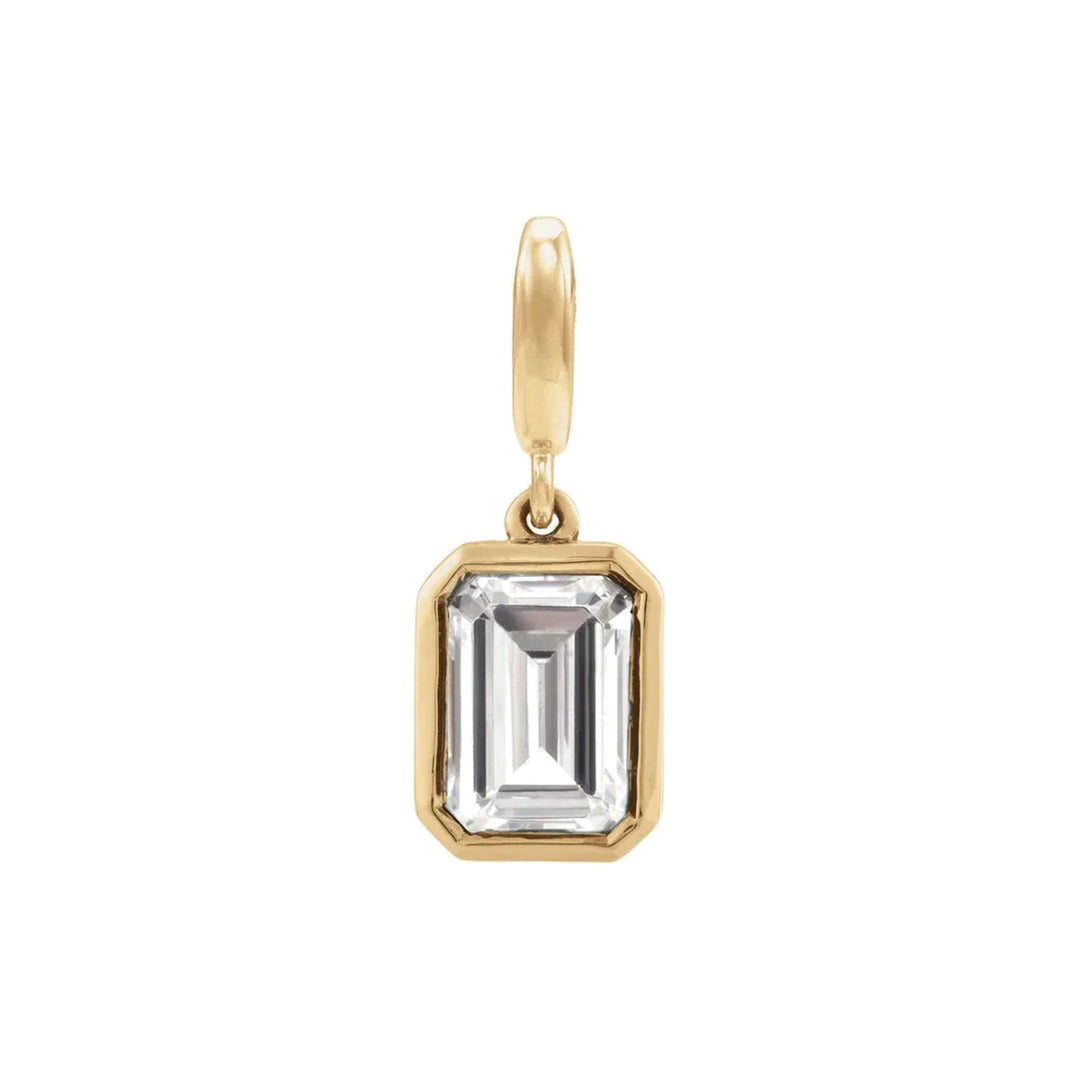 14K Emerald-Cut Gemstone Charm 14KY Lab Grown Diamond Alternate View-Embark Fine Jewelry