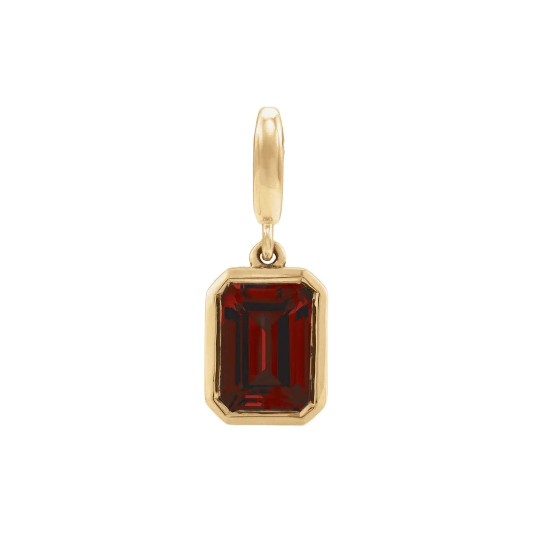 14K Emerald-Cut Gemstone Charm 14KY Natural Mozambique Garnet Alternate View-Embark Fine Jewelry