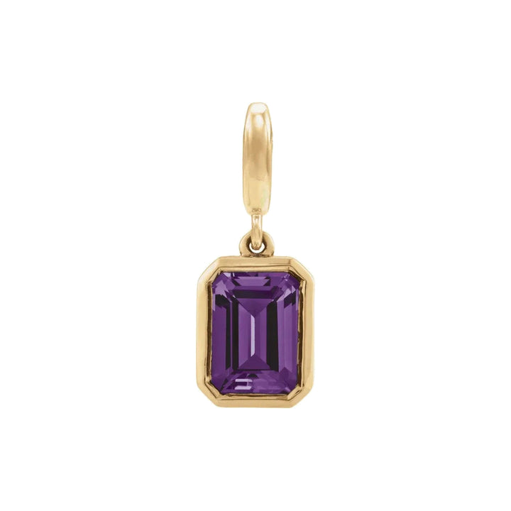 14K Emerald-Cut Gemstone Charm 14KY Natural Amethyst Alternate View-Embark Fine Jewelry