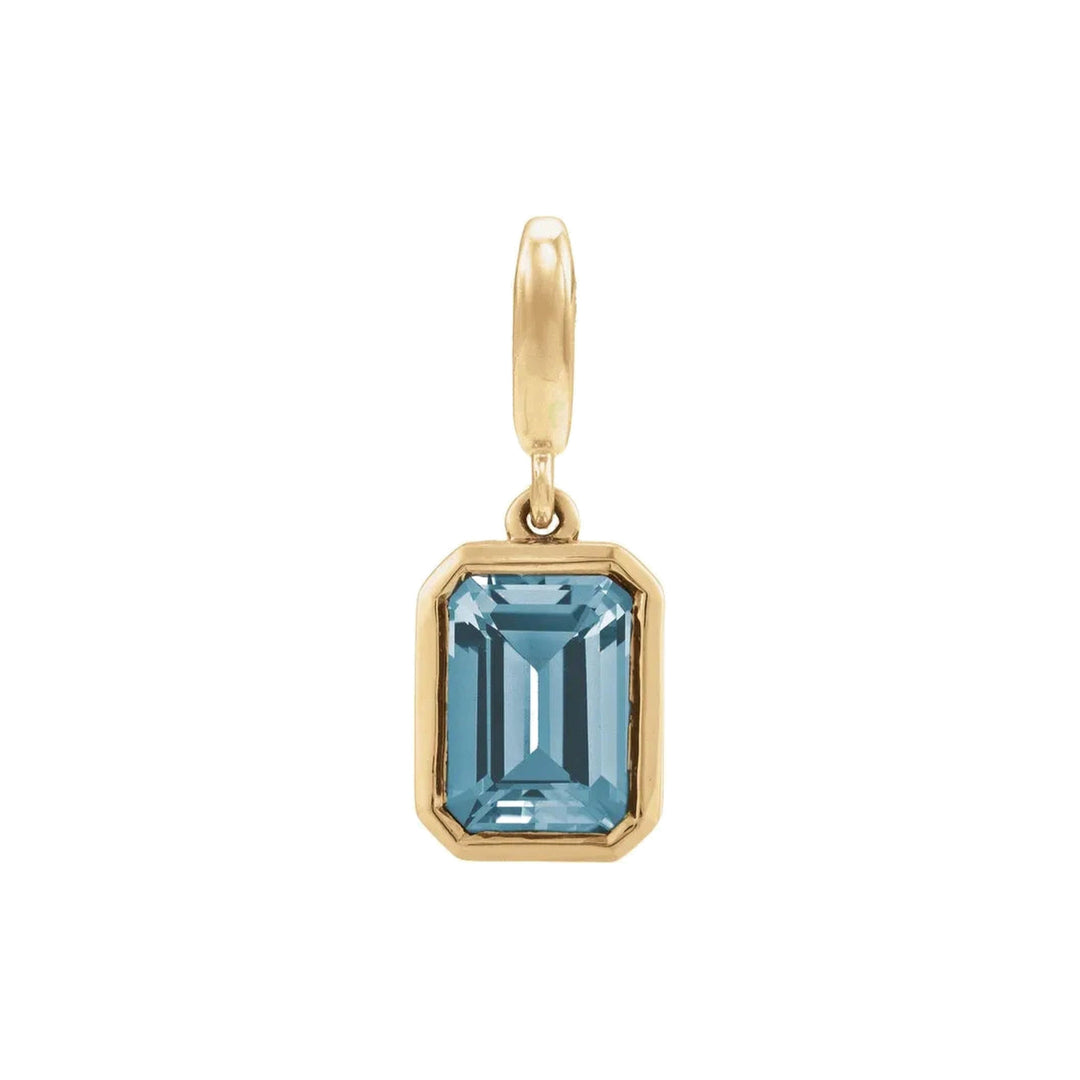 14K Emerald-Cut Gemstone Charm 14KY Natural Aquamarine Alternate View-Embark Fine Jewelry