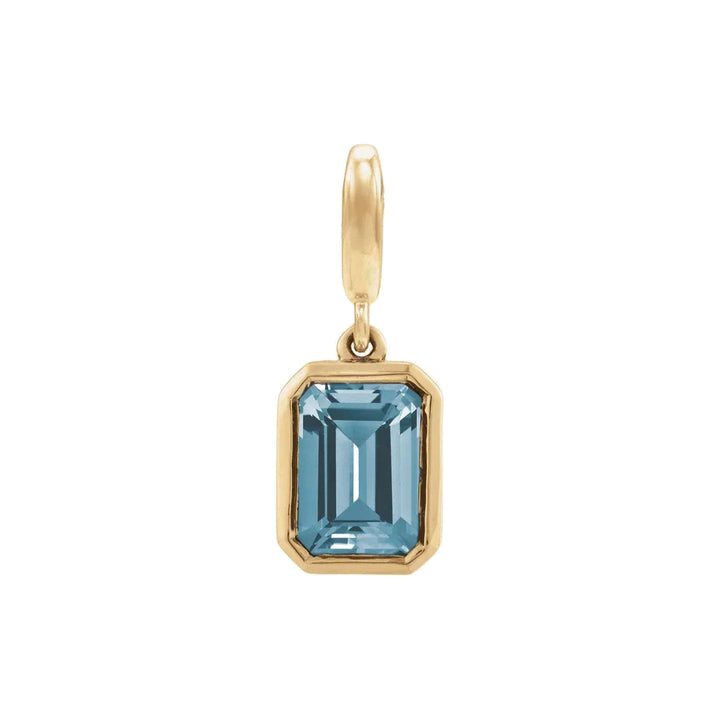 14K Emerald-Cut Gemstone Charm 14KY Natural Aquamarine Alternate View-Embark Fine Jewelry