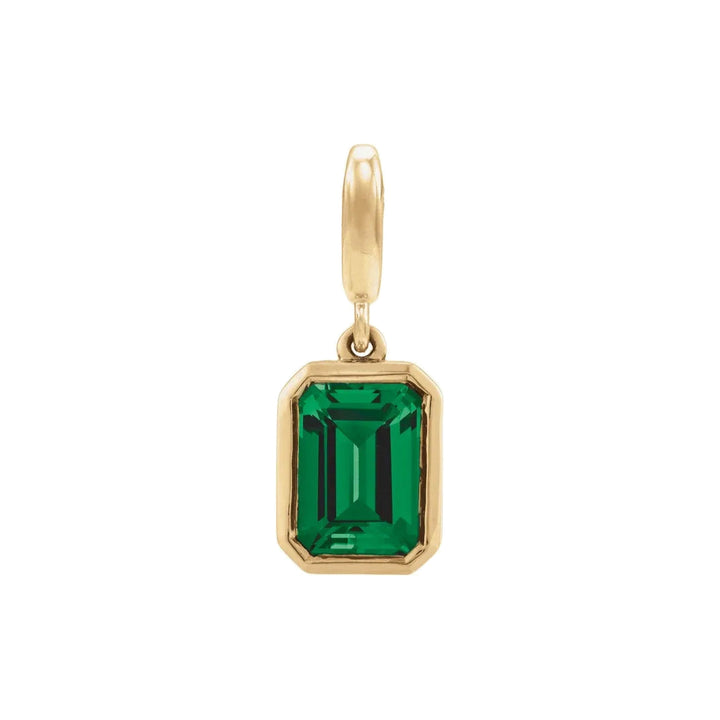 14K Emerald-Cut Gemstone Charm 14KY Lab Grown Emerald Alternate View-Embark Fine Jewelry