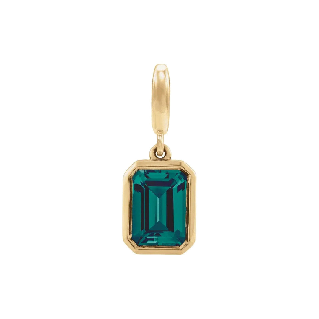 14K Emerald-Cut Gemstone Charm 14KY Lab Grown Alexandrite Alternate View-Embark Fine Jewelry