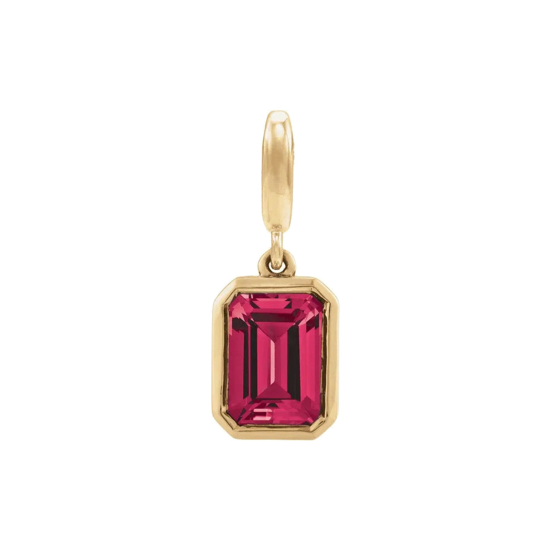 14K Emerald-Cut Gemstone Charm 14KY Lab Grown Ruby Alternate View-Embark Fine Jewelry