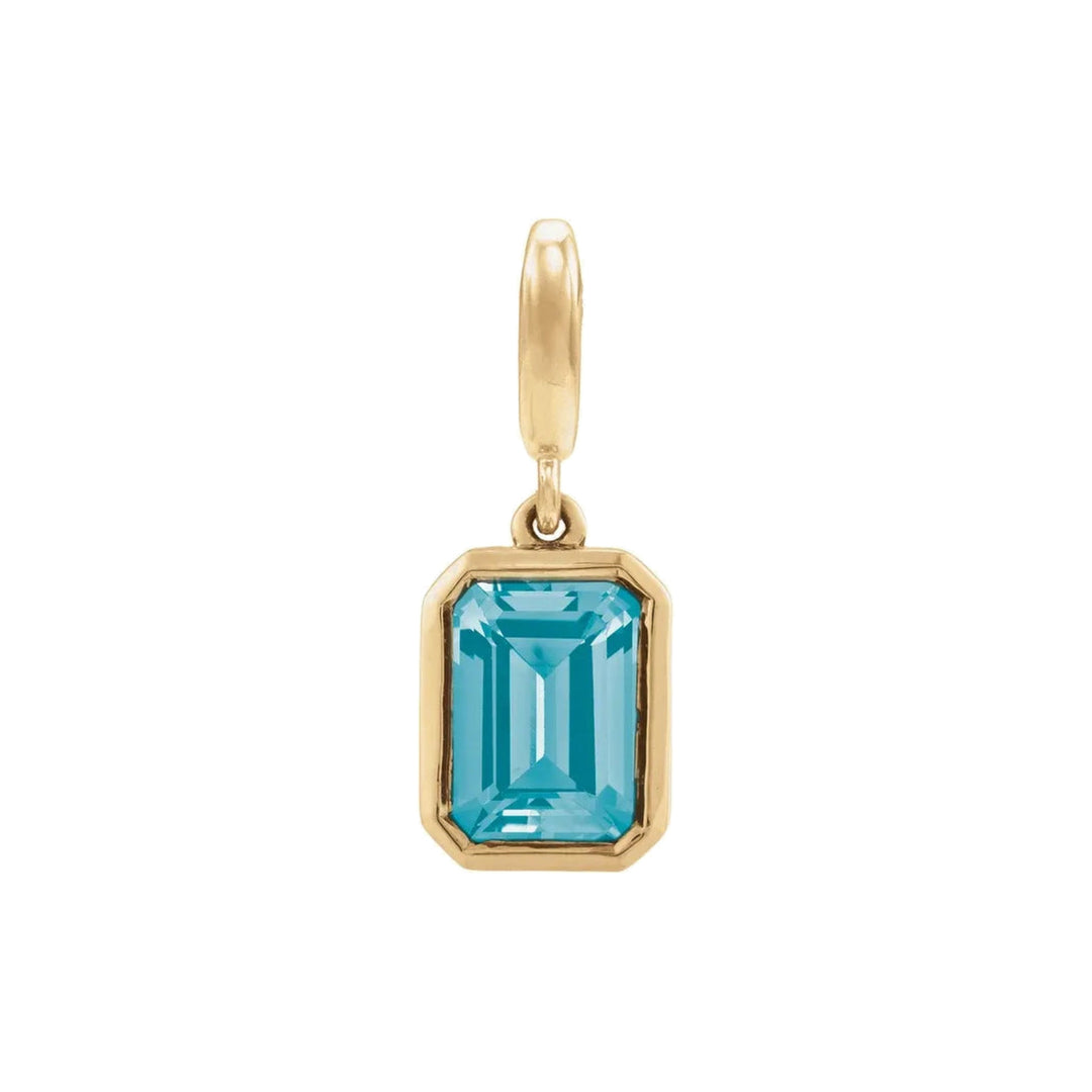14K Emerald-Cut Gemstone Charm 14KY Natural Blue Zircon Alternate View-Embark Fine Jewelry