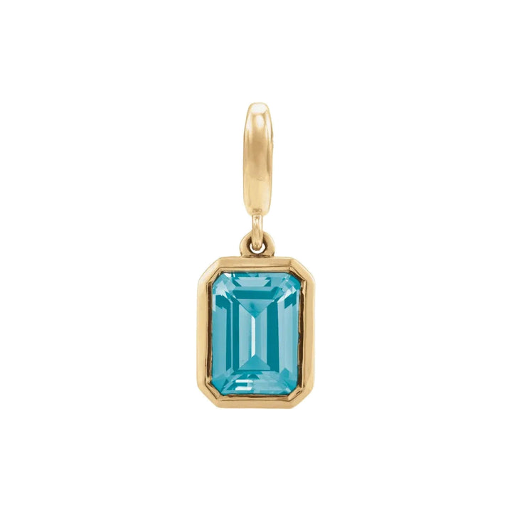 14K Emerald-Cut Gemstone Charm 14KY Natural Blue Zircon Alternate View-Embark Fine Jewelry
