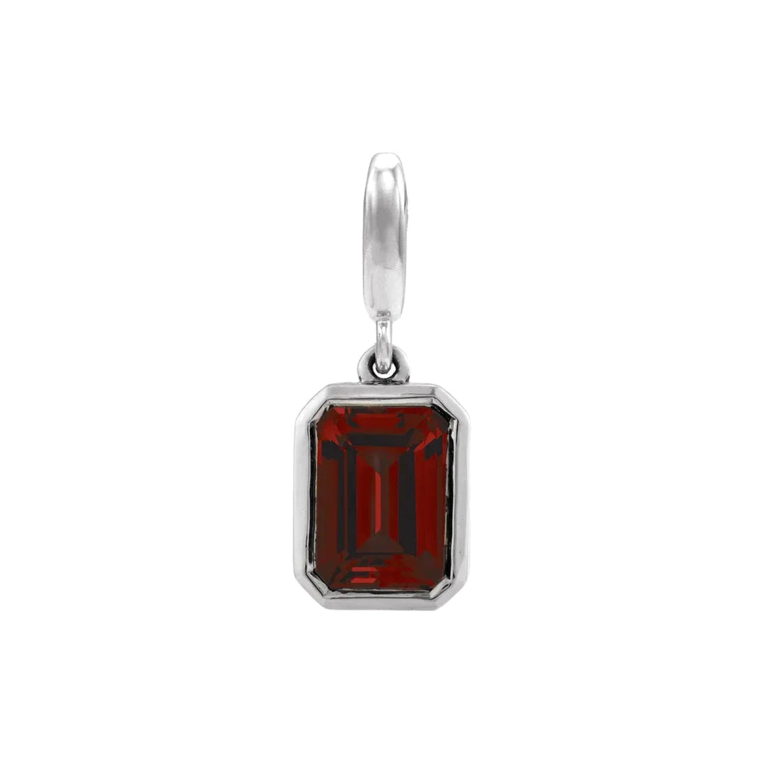 14K Emerald-Cut Gemstone Charm 14KW Natural Mozambique Garnet Alternate View-Embark Fine Jewelry