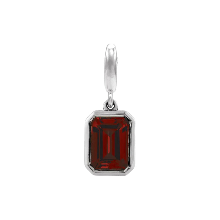 14K Emerald-Cut Gemstone Charm 14KW Natural Mozambique Garnet Alternate View-Embark Fine Jewelry