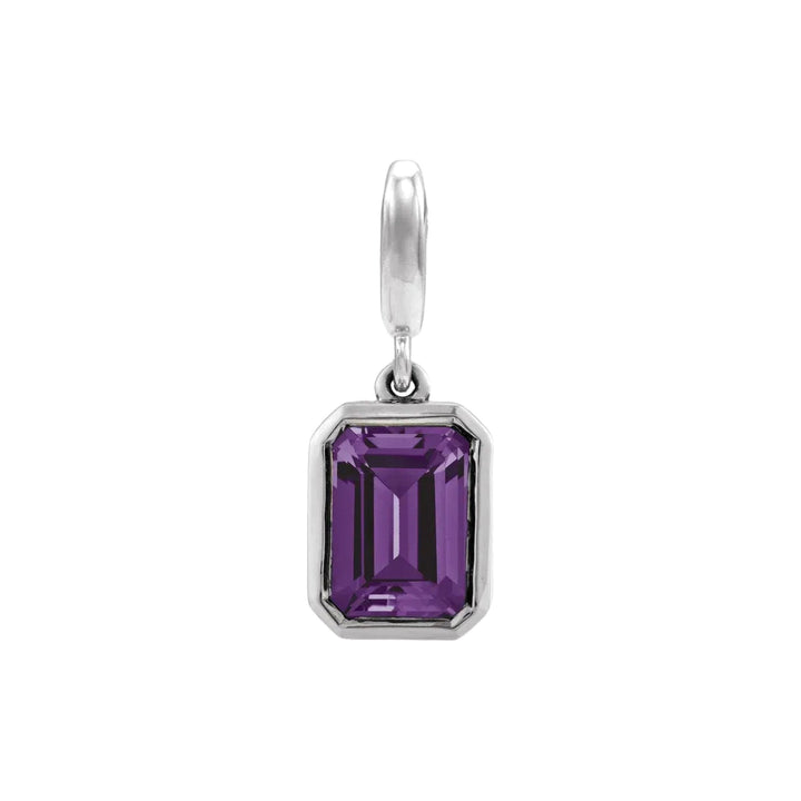 14K Emerald-Cut Gemstone Charm 14KW Natural Amethyst Alternate View-Embark Fine Jewelry