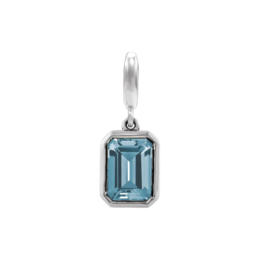 14K Emerald-Cut Gemstone Charm 14KW Natural Aquamarine Alternate View-Embark Fine Jewelry