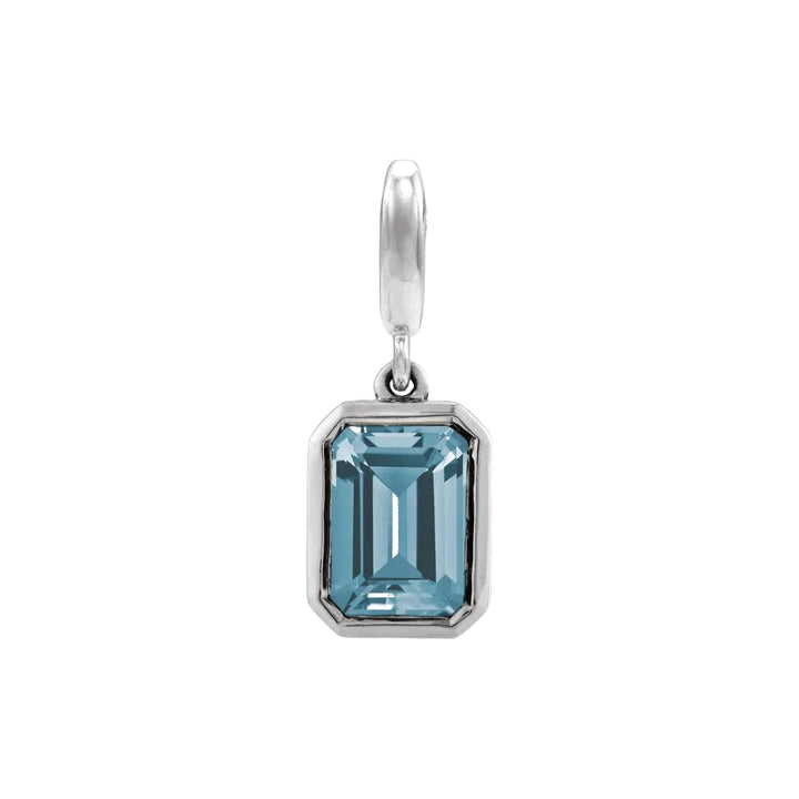 14K Emerald-Cut Gemstone Charm 14KW Natural Aquamarine Alternate View-Embark Fine Jewelry