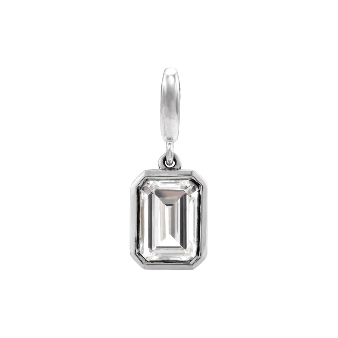 14K Emerald-Cut Gemstone Charm 14KW Lab Grown Diamond Alternate View-Embark Fine Jewelry