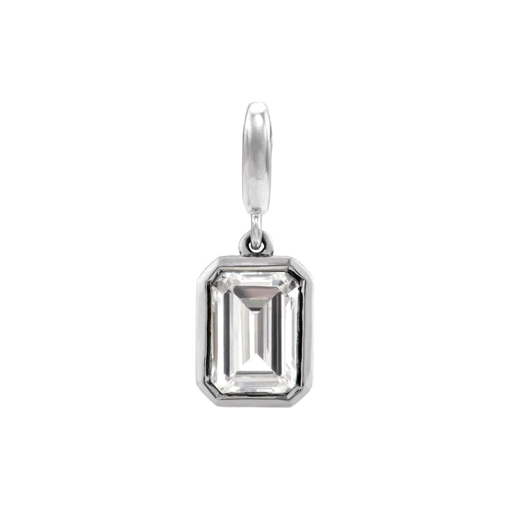 14K Emerald-Cut Gemstone Charm 14KW Lab Grown Diamond Alternate View-Embark Fine Jewelry