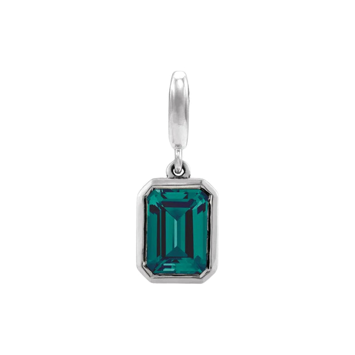 14K Emerald-Cut Gemstone Charm 14KW Lab Grown Alexandrite Alternate View-Embark Fine Jewelry