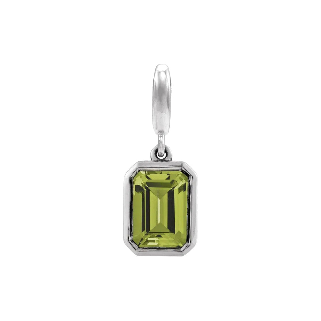 14K Emerald-Cut Gemstone Charm 14KW Natural Peridot Alternate View-Embark Fine Jewelry