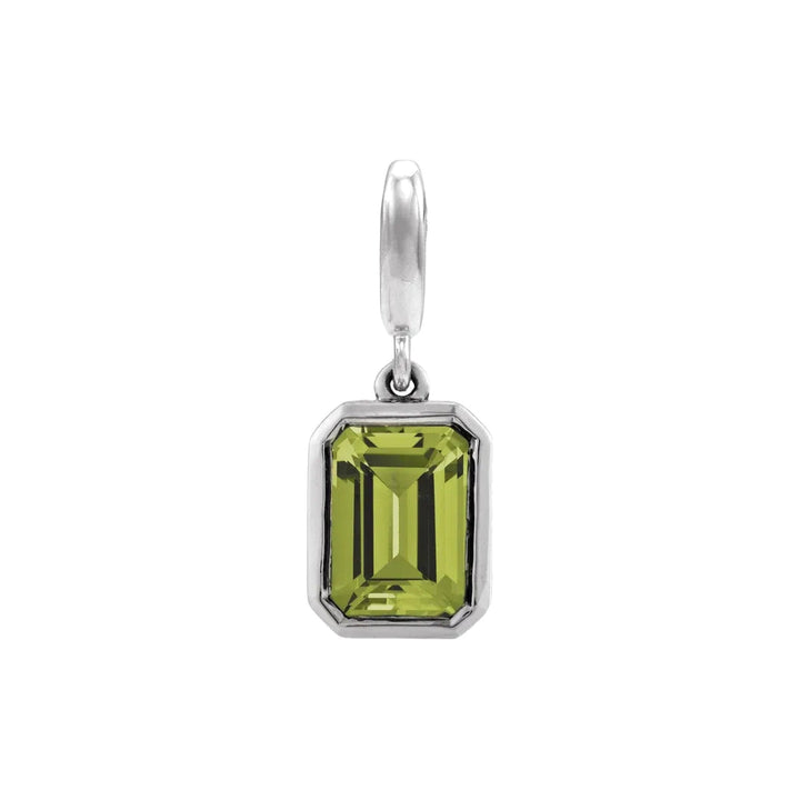 14K Emerald-Cut Gemstone Charm 14KW Natural Peridot Alternate View-Embark Fine Jewelry