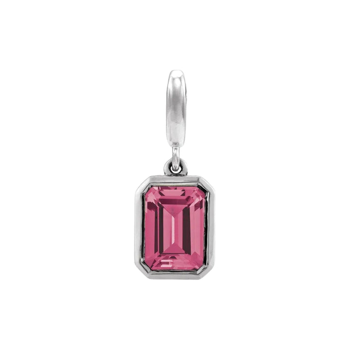 14K Emerald-Cut Gemstone Charm 14KW Natural Pink Tourmaline Alternate View-Embark Fine Jewelry