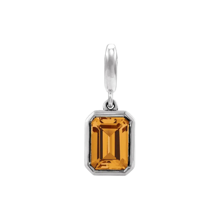 14K Emerald-Cut Gemstone Charm 14KW Natural Citrine Alternate View-Embark Fine Jewelry