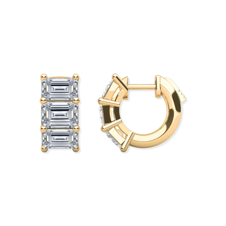 14K Emerald-Cut Shared Prong Huggies-Embark Fine Jewelry