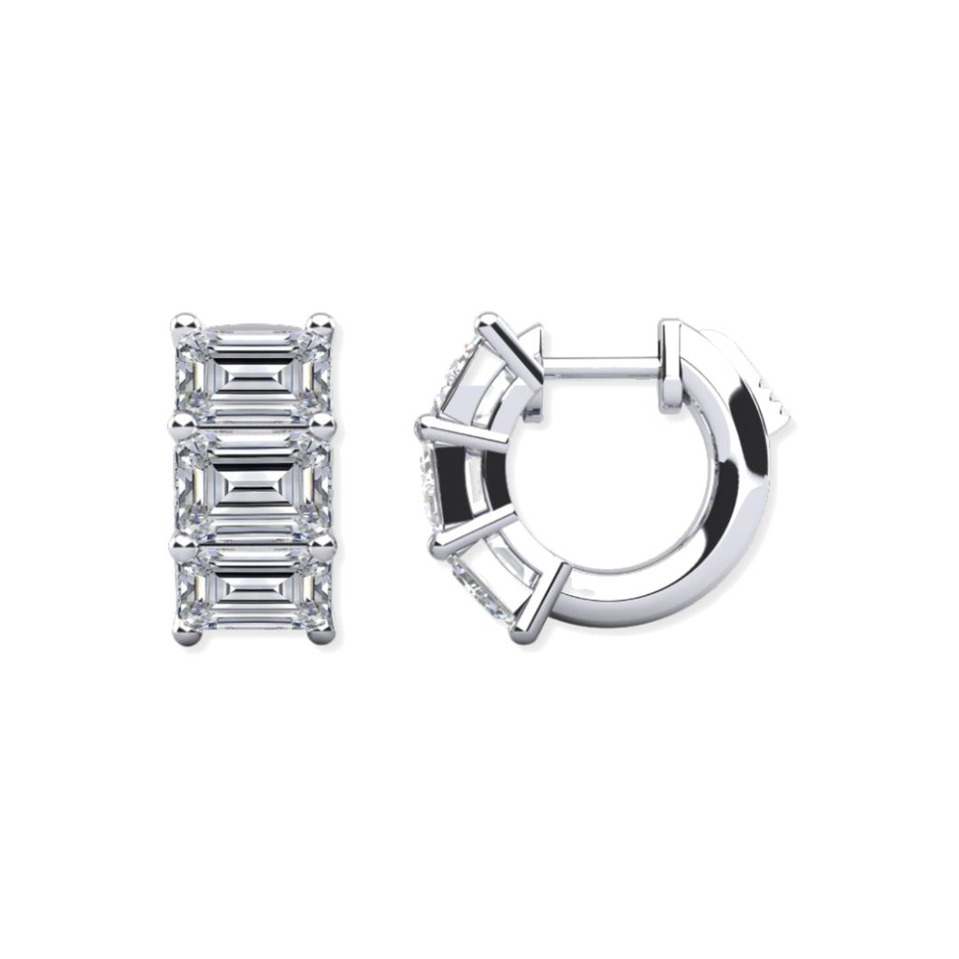 14K Emerald-Cut Shared Prong Huggies-Embark Fine Jewelry