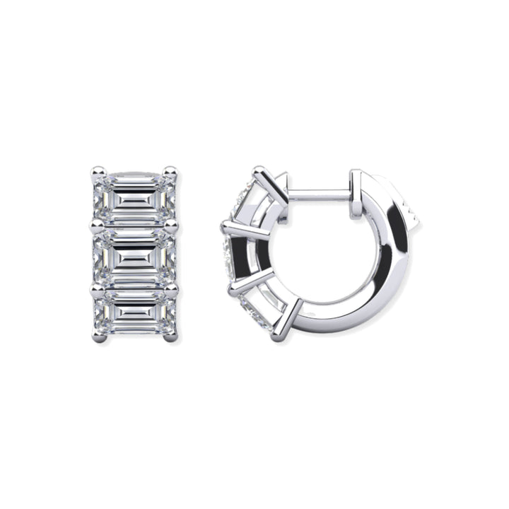 14K Emerald-Cut Shared Prong Huggies-Embark Fine Jewelry