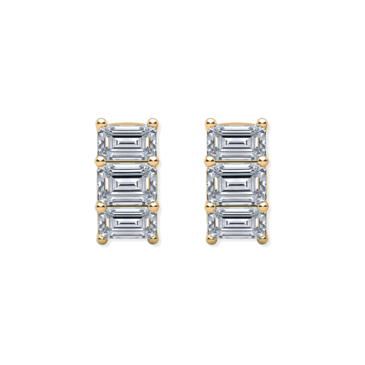 14K Emerald-Cut Shared Prong Huggies-Embark Fine Jewelry