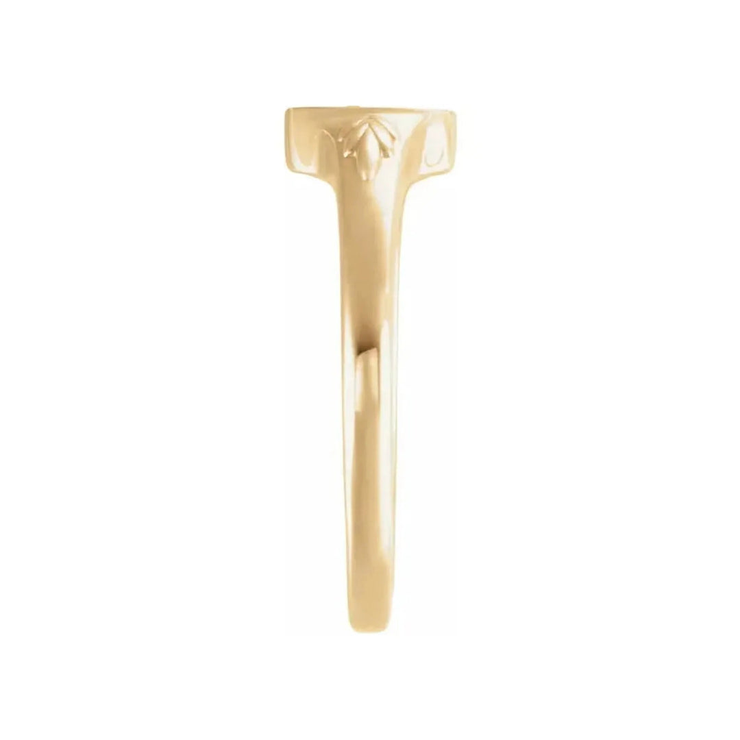 14K Engravable Wheat Pattern Signet Ring – 14K Yellow Gold – Alternate View