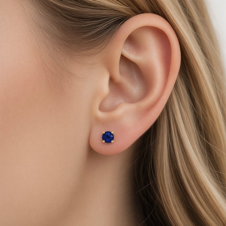 14K Essential Gemstone Studs – Blue Sapphire On Ear